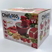 Chef 360° Rotary Slicer Shredder Grater Julienne with Preparation Bowl, Red