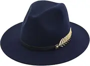 [Generic] Hunting Apparel Hat Wool Hat Women Men Unisex Hat Steam Punk Hat Top Hat Fashion Ribbon Decorative Hat Trapper Hat Gloves Men (#A-Navy, One Size)