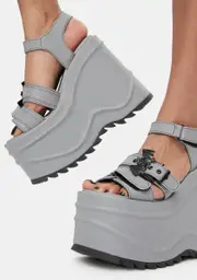 [Demonia] Gray Creature Of Hell Platform Sandals