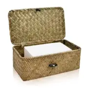 Dryer Sheet Holder, Woven Seagrass Dryer Sheet Container with Lid, Natural