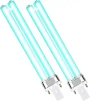 2 Pack UV Aquarium Light Bulbs 9W Lamp Base Fish Tank LED H-Shape Tube G23/2G7 2 Pin Base UV Purifier Bulbs Pond Lights Replacement Light Bulbs for Water Air Purification or Aquarium Fish Tank