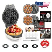 3 in 1 Thick Belgian Waffle Maker with Removable Plates – Mini Donut Maker