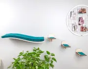 Cat Bed Wall Mounted Floating Shelf with Steps Wall Cat Furniture Cat Bed Curved