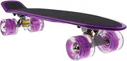 56cm Skateboard Mini Cruiser Retro Skateboards for Kids Teens Adults Light Up Flashing Wheels Skateboards for Beginners Outdoor Sports Scooter Purple(Purple)
