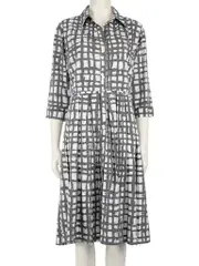 Grey Check Pattern Midi Dress