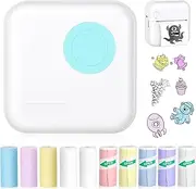 Mini Pocket Bluetooth Printer-Portable Thermal Printer with 10 Roll Papers for Journal/DIY Scrapbook/Travel/Notes/Lists/Label/Memo, Receipt Printer for Children Women Gifts Kids Christmas