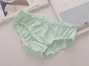 [FARZAH] 3Pcs Japanese Girls Cotton Underwear Sweet Ruffles Lady Low Waist Thin Briefs Female Underpants (Color : Green, Size : One Size)
