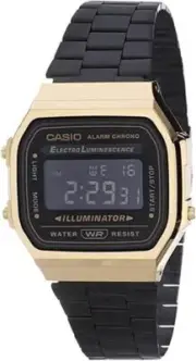 Casio Vintage Illuminator Alarm Chrono Backlight A168WEGB-1B 30M Unisex Watch