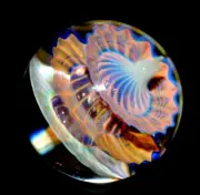 RYAN WHITMORE GLASS MARBLE/1.547"-MAGENTA & PEACH PAGODA-WORLDWIDE FAST SHIPPING
