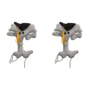 2x Giant Microbes Graduation Brain Cell Human Biology Plush Stuffed Toy Grey