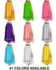 Belly Dance Beach Wear Prom Split Half Circle Maxi skirt Satin Tribal Dance S94