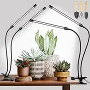 Clip on LED Grow Light for Indoor Plants, Full Spectrum 20W 84 LEDs Clip Plant Lights with Flexible Gooseneck, 3/9/12H Timer, 10 Dimmable Levels, 3 Spectral Modes 2 Tubes 2 Packs(White+Red)