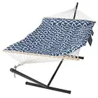 Double Portable Hammock with Stand Included, 475 lbs Capactiy, Blue Pattern