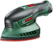 Bosch Battery-Operated Multi-Sander with Charger Adapter for Dust Extraction, 3 Sanding Sheets and 104-cm² Sanding Surface, 0603976909