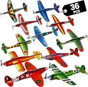 Bulk Glider Planes, (Pack of 36) 8 Inch Foam Flying Glider Plane, In Assorted Models And Styles, For Birthday Favors, Small Prize, Stocking Stuffers, For Kids