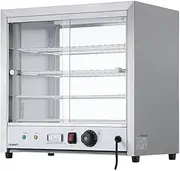 Devanti Food Warmer, 1000W Display Cabinet Commercial Electric Pie Foods Warmers Buffet Showcase Home Kitchen Restaurant Car Appliances Counter Top, With 4 Tier Shelves and Removable Crumb Tray Silver