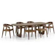 Vincentia Indoor 2.4m Rectangle Table with 6 Glenorie Timber and Leather Dining Chairs