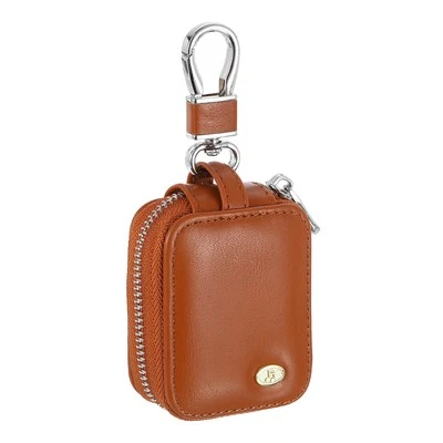 Earbuds Earphone Case, PU Leather EarBuds Holder with Mesh Pocket, Brown