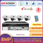 Hikvision 4CH AcuSense NVR 8MP MIC Dual Light ColorVu+IR 4K Dome Camera System