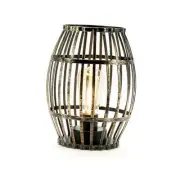 Wine Barrel Shaped Table Lamp with Warm White LED Light, Battery Powered,