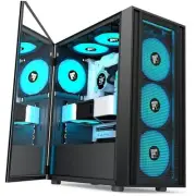 K11 PC Case - Pre-Installed with 4 PWM ARGB Fans, ATX Mid-Tower Gaming Case,