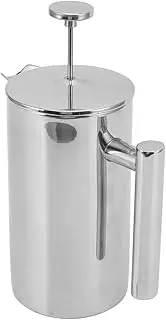 French Press Coffee Maker 304 Stainless Steel Teapot Double Wall Hand Brewed Coffee Press with Filter Screen for Camping and Outdoor Travel (350ml)