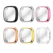 For Fitbit Versa 4 Watch TPU Plating Frame Bumper Case Cover Screen Protector