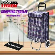 Pull Shopping Trolley Cart Bag With Support Frame Foldable Wheels Cart Bags