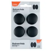 Taskmaster Mushroom Knobs Matte Black - 4 Pack