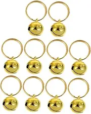 OATIPHO 10pcs Gold Cat Collar Bells 16mm Diameter Stainless Steel Decorative Pet Accessories for Craft and Chime Making