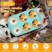 3Pcs Silicone Muffin Pan 6-Cavity Baking Tray Non-Stick Muffin Baking