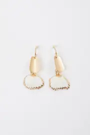 Gold Shell Drop Hoop Earrings - Size ONE, Women's Earrings