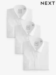 White Slim Fit Single Cuff Easy Care Smart Shirts 3 Pack (N79322) | $95