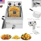 Deep Fryer Electric Countertop Stainless Steel w/ Basket & Drain Heavy Duty Home