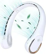 KIDEE Neck Fan, Neck Fans Portable Rechargeable, Upgrade 360° Air Outlet, Super Quiet, 3 Speeds, 4000mAh Personal Bladeless Wearable Fan for Indoor Outdoor Travel-White