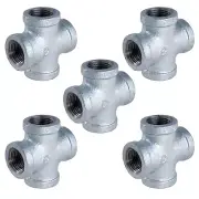 GMCR0100-5 Galvanized Malleable Cross Fitting, Four Way Threaded Pipe Connect...
