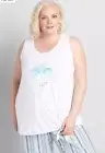 Lane Bryant Graphic Palm Side-tie Tank White/teal