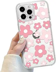 Compatible for iPhone 14 Pro Max Case Cute Clear Flower Floral Color Design for Girls Women, Soft TPU Slim Profile Anti-Slip Protective Phone Girly Case for iPhone 14 Pro Max