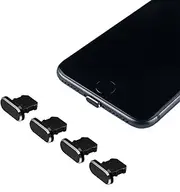 4pcs Black Anti Dust Plugs Protects Charging Dust Cover Compatible with iPhone 11, 12, Pro, Max/X/XS/XR, 7, 8 Plus, iPad Mini/Air