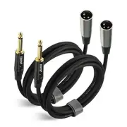 XLR Male to 1/4 Inch TS Mono Unbalanced Cable 6 2 Packs of TS to XLR Male 6 FT