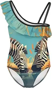 [Yzaoxia] Girls Swimsuits One Piece Bathing Suit Sleeveless Gymnastics Swimwear for Kids 3-14Y