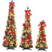 3 Pcs 3, 4, 5ft Pre Lit Pop up Christmas Tree with Lights Pre Cute Style