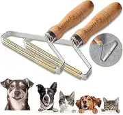 AussieFy Premium Pet Hair Remover, Lint Remover, Lint Shaver, Reusable Double Sided Lint Roller with Wooden Handle, Easy to Clean Pet Fur, Efficiently Removes Dog Hair & Cat Hair Dust in Carpets and Furniture (2, 2.4 cm)