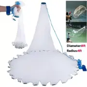 Beiou 8FT Heavy-Duty Steel Sinkers Nylon Mesh Fishing Cast Net