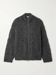 [Brunello Cucinelli] Brunello Cucinelli - Open And Cable-knit Alpaca-blend Cardigan - Dark gray - x large x large Gray
