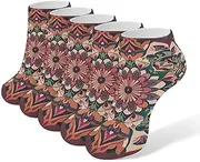 [AQRJLPM] Vintage Mandala Socks No Show Socks Low Cut Anti-Slid Athletic Casual Invisible Liner Socks Unisex, White, One Size Short, White, One Size Short