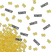 Gold Glitter 90 Confetti, Happy 90th Birthday Confetti, Number 90 Paper Confetti, Black Gliter Ninety Cut Out, 90th Anniversary Party Table Decoration