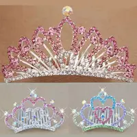 在飛比找蝦皮購物優惠-韓系兒童皇冠公主水晶頭冠鑲鑽髮梳插梳時尚表演頭飾生日禮物