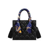 Fashion PU Leather Shoulder Crossbody Bag Simple Women Lattice Pattern Street Daily Handbags Scarf Handle Commuter Totes