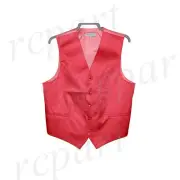 New Men's Paisley Tuxedo Vest Waistcoat only Coral formal wedding prom party